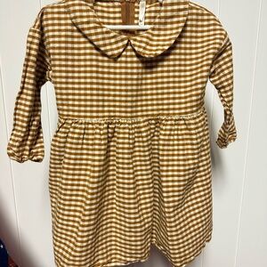 Rylee + Cru Mustard and Cream Checkered Dress